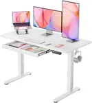 ErGear Standing Desk with Drawer, 48 x 24 inch Electric Height Adjustable Desk with 4 Preset Heights & 2 Storage Hooks, Sit Stand Desk Computer Desk with Drawer for Home & Office, White EGESD80W