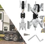 Sulythw X-Shaped Wheel Chocks for Travel Trailer【Allow Drill Adjust】 RV Stabilizers X chocks Camper Wheel Chock for Travel Trailers RV Accessories Wrench Adjustable 3"-11.5" （2 Pack）White