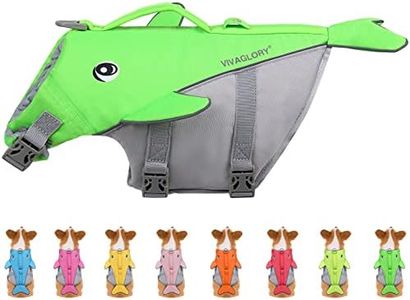 VIVAGLORY Dog Life Vest for Puppy Small Medium Large Dogs, Easy on & Off Sports Style Life Jackets for Dogs with Adjustable Nylon Straps, Bright Green
