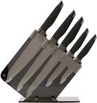 Tower T81532MB Kitchen Knife Set with Acrylic Knife Block, Damascus Effect, Stainless Steel Blades, Mirror Black, 5 Pieces