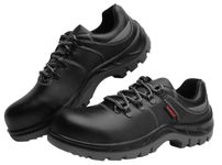 Karam FS15 Black Leather Sporty Safety Shoes for Men | Water Repellent, Antistatic & Antislip | Steel Toe | Double Density | Size-03