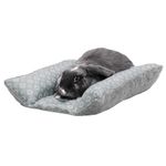 FurHaven Cuddle Loaf Pet Bed, For Small Dogs, Cats, and Rabbits, Washable w/Removable Bolsters - Plush & Diamond Print - Gray, Small