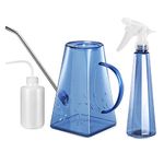 Watering Can, Goowin Watering Can Indoor Plants, Long Spout Small Watering Can for Indoor Outdoor Plants, 1.4 L Indoor Plant Watering Can with Bonus 500 ML Spray Bottle & 250 ML Squeeze Bottle (Blue)