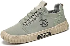 Mens Walking Shoes Summer Casual Breathable Canvas Sneakers Non-Slip Low-top Sport Jogging Shoes Men's Lightweight Tennis Casual Shoes Men's Lace up Fashion Sneakers Loafers & Slip-Ons Green