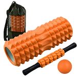 4 in 1 Foam Roller Set, Foam Rollers with Muscle Roller Stick and Massage Balls, for Deep Tissue Massage, Pain Relief of Back, Legs, Exercise (Orange)