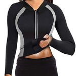 NonEcho Women’s Weight Loss Gym Jacket Fat Burner Body Shaper Sport Workout Shirt Hot Sweat Suit Cycling Jersey Black