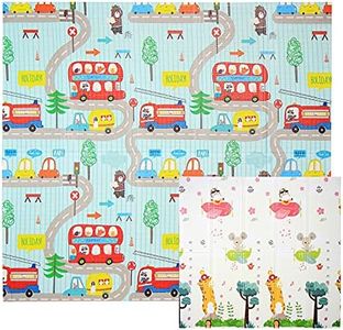 CCLIFE Tapis de Jeux Bebe Pliable Reversible Tapis éveil Bébé 196x176x1cm Impermeable Tapis Enfant Ramper,Color:Route de voiture + souris volante