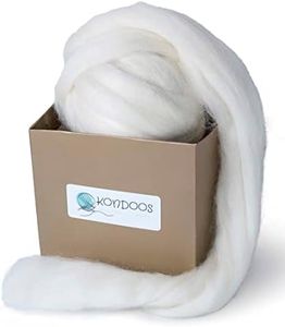 Kondoos Natural Wool roving, 8 OZ. Best Wool for Needle Felting, handcrafts and Spinning. Natural Wool Yarn Bulk, Felting Core, Carded Stuffing, un-Dyed. (Ecru, 8 oz)