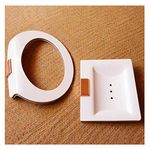 Kenzo Designer Wall Mounted Acrylic Soap Holder Dish with Napking Hanger Ring for Shower, Bathroom, Kitchen n Wash Besin Area, White and Rose Gold