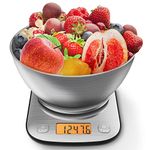 GRAM PRES Food Kitchen Scale Digital Weight Grams and Oz with IPX6 Waterproof，Professional Stainless Steel Digital Kitchen Food Scale 11lb/0.01oz with Bowl for Weight Loss Dieting Baking Cooking