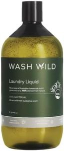 Wash Wild Laundry Liquid 1 Litre, 100% Plant-based Formula, Australian Lemon Eucalyptus Scent, Gentle on Sensitive Skin