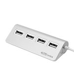 Portronics Mport 24 USB Hub (4-in-1), Multiport Adapter with Upto 480 Mbps High-Speed Data Transfer, 4 x USB 2.0 & Sturdy Aluminium Body (Silver)