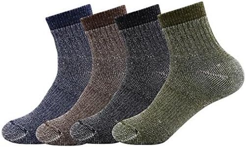 Men's Merino Wool Hiking Socks-Thermal Warm Crew Winter Ankle Socks for Trekking,Multi Performance,4 Pack