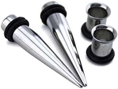 Urban Body Jewelry 1 Gauge Ear Stretching Kit - (1G - 7mm) 2 Steel Tapers & 2 Steel Tunnels (4 Pieces)
