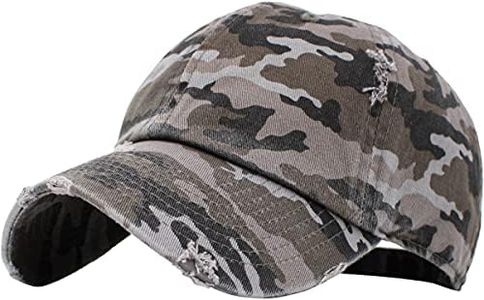 KBETHOS Vintage Washed Distressed Cotton Dad Hat Baseball Cap Adjustable Polo Trucker Unisex Style Headwear (Vintage) Black Camo Adjustable