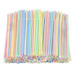 Resinta 500 Pieces Striped Disposable Plastic Straws Multi Colored Flexible Bendable Drinking Straws for Party Supplies 8 inch