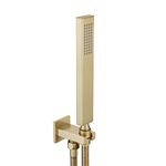 Ownace Square Solid Brass Brushed Gold Hand Held Shower Head With Wall Connector and Hose Set