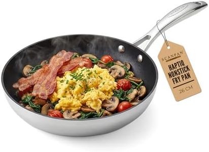 SCANPAN HaptIQ Nonstick Frying Pan, 26 CM, Professional 5-Ply Stainless Steel & Aluminum Pan – Stratanium+ Nonstick Coating – Durable Cookware Ideal for Frying, Searing, Sautéing, & Browning Foods