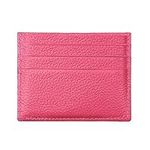 Hibate Women's Real Leather Slim Wallets Card Case Holder Front Pocket Sleeve Debit Credit - Rose Pink