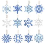 Christmas Diamond Painting Snowflakes, 12 Pack Handmade Christmas Diamond Art Ornaments, DIY 5D Cute Winter Snowflake Diamond Pendant Decorative Hanging Ornament (Snowflake Style)