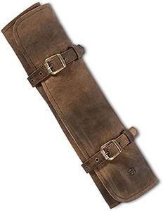 Angus Stoke Leather Knife Bag for Chefs - Genuine Leather Chef's Knife Roll Large - Knife Bag Chef's Knife Lockable - Sam Cooking Bag (Dark Brown-Antique)