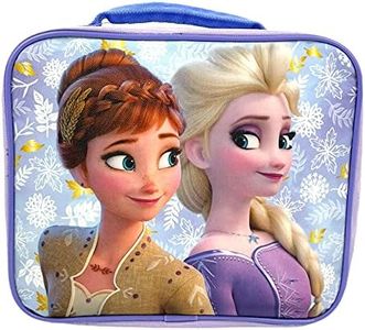 Disney Frozen 2 Lunch Box with Princesses Elsa and Anna - Soft Insulated Lunch Bag for Girls, Purple