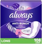 Always, Anti-Bunch Xtra Protection Daily Liners For Women, Long Length, 108 Count