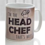 Head Chef Mug. Funny Gift for Any Cook in Rustic Coffee Colored Design.