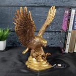 Jaszz Art Brass Flying Eagle Statue Hawk Sculpture For Home Decor Office Counter Antique Showpiece Vastu Gift Item, 20 cm, 23 cm