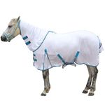 Gallopoff Horse Fly Sheet with Detachable Neck Cover & Belly Wrap, Adjustable Fly Sheet for Horses, Equine Airflow Mesh Summer Flysheet White 84