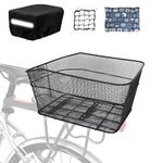 MATTISAM Bike Basket Rear, [Tool-Free Install], Bike Rack Basket for Pet, Metal Wire Bike Cargo Basket, Bicycle Basket for Back of Bike, with Waterproof Cover, Cargo Net (M-Metal Net)