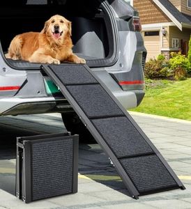 The Fellie Dog Ramps for Cars, 160cm Portable Pet Ramp, Non-Slip Safety Rug Surface Dog Ramp, Dog Steps Stairs for Large Dogs Up to 230LBS, Lightweight&Folding, Aluminium Dog Ramp for Cars, SUV, Truck
