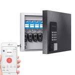 16 Key Lock Box Wall Mount, Smart Key Cabinet, use One Time Password,Fixed Code, Bluetooth, Wi-Fi Remote, Key Unlock, Security Lockbox Organizer for Valets, Hotel, Car, Office Key Management & Storage