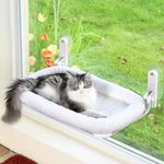 Zakkart Cat Hammock for Window - Foldable, Cordless, Embeded Machine Washable Padded Bed, Robust Metal Frame - Cat Window Perch for Large Cats and Kittens - White