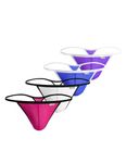 Casey Kevin Men's Sexy G-Strings Thong Underwear Lightweight Bulge Pouch Panties Tagless Lingeries 4-Pack, DeepPink,White,Purple,Blue, X-Large