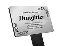 Daughter Memorial Remembrance Plaque Stake - (Silver) Waterproof, Outdoor, Grave Marker, Tribute, Plant Marker