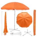 FunSiper Garden Umbrella With Stand 7ft Outdoor Big Size Waterproof & Sun Protection Havey Duty Cloth Patio Garden Outdoor Umbrella with Stand (Orange)