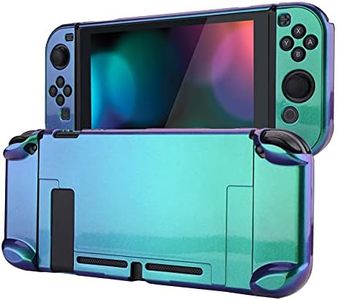 eXtremeRate PlayVital Cover for Nintendo Switch, Protective Case Protector for Switch, Shock-Absorbent Anti-Scratch Dockable Easy to Install Durable Hard Shell Game Accessories, Chameleon Green Purple