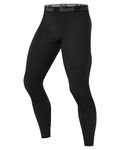 Runhit Men's Running Leggings, Sports Compression Tights Thermal Base Layer Pants Quick-Dry Trousers for Jogging Golf Yoga Training Black L