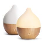 SALKING Essential Oil Diffuser (Set of 2), 100ml Small Aromatherapy Diffuser, Ultrasonic Diffusers for Essential Oils, Cool Mist Humidifier with Warm White Lights, Auto Shut-Off, for Office Home