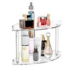 Sezanrpt 2 Tier Acrylic Corner Shelf Organizer Storage 9.5x9.5x8 Inch, Transparent Countertop Corner Shelf for Bathroom, Kitchen, Bedroom, Office, Study Room