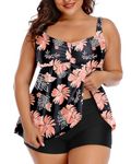 Aqua Eve Women Plus Size Tankini Swimsuits with Shorts Bathing Suits Two Piece Swimwear, Black, 20 Plus