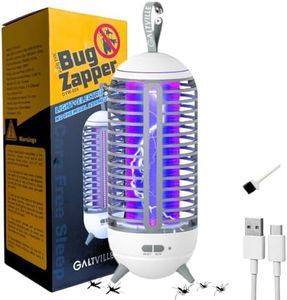 Galtville Mosquito Zapper Indoor Outdoor - Rechargeable 2500mAh Type-C Bug Zapper with Cleaning Brush - 2 in 1 Mosquito Trap Blue Light Lighting Lamp