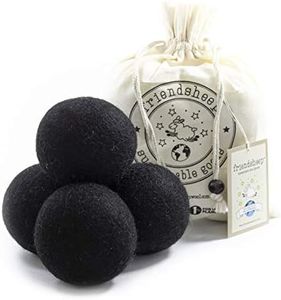 Wool Dryer Balls by Friendsheep 4 Pack XL Organic Premium Reusable Cruelty Free Handmade Fair Trade No Lint Fabric Softener Black
