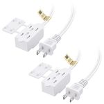 Cable Matters [UL Listed] 2-Pack 16 AWG 2 Prong Extension Cord (3 Outlet Extension Cord) with Tamper Guard White in 10 Feet