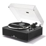 ANGELS HORN Bluetooth Vinyl Record Player - High-Fidelity 2-Speed Turntable with Built-in Speakers - Includes Phono Preamp & Magnetic AT-3600L Cartridge - Classic Black Edition
