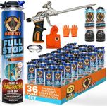 BEEST FullStop Spray Foam Insulation Kit for Walls and Attic - 720 Board ft/sq.ft Perfect Heat & Acoustic Insulation for Reduced Energy Bills - 36x Spray Foam Can, 3X Cleaner, 1 Pro Gun & Safety Gear