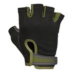 Harbinger Power Non-Wristwrap Weightlifting Gloves with StretchBack Mesh and Leather Palm (Pair), Green, Large (Fits 8 - 8.5 Inches)