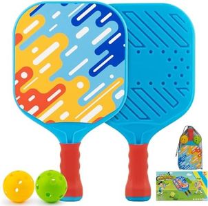Kids Pickleball Paddles Set of 2 – Lightweight, Durable, Ergonomic Grip for Small Hands, Toddler Beach Pool Backyard Outdoor Game Toy - Birthday Gift for Kid Ages 4 5 6 7 8 Year Old Boy Girl, Beginner
