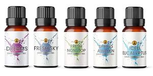 Washing Detergent Inspired Fragrance Oil Set 5 x 10ml | for Diffuser Home Refill, Wax Melts, Soap & Candle Making, Perfume | Dreams, Fresh Sky, Fresh Nonstop, Spring Awaken, Iced Eucalyptus | UK Made